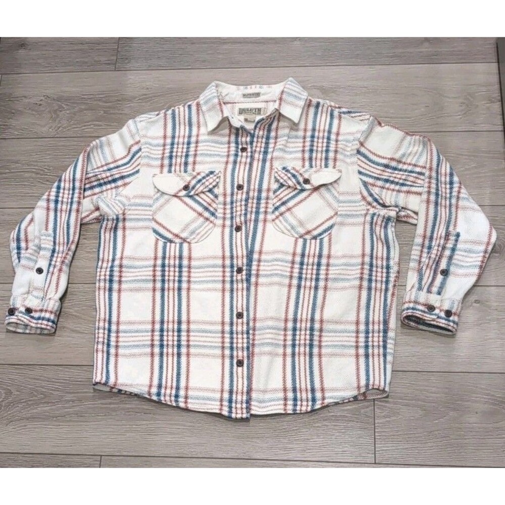 DULUTH TRADING UNTUCKED RELAX FIT SHACKET MENS L-XL Cotton Woven Plaid print